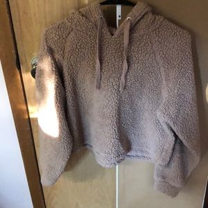 Cropped Tan Teddy Bear Hoodie